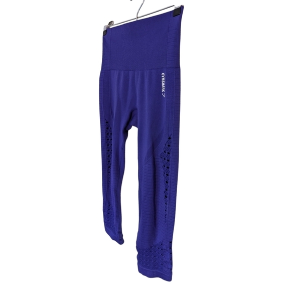 Gymshark Energy + Seamless Cropped Leggings Purple Laser Cut Outs Women's Small - Picture 5 of 13